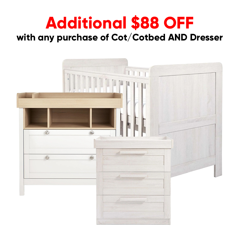 [EXCLUSIVE] Mamas & Papas Cot/Cotbed and Dresser - Additional $88 off with any purchase of Cot/Cotbed AND Dresser